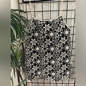 Black and white Zara crochet a line mini dress